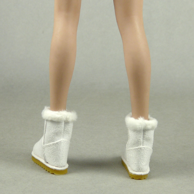 Nouveau Toys 1/6 Scale Female White Leather Skin Boots with Fur Trims